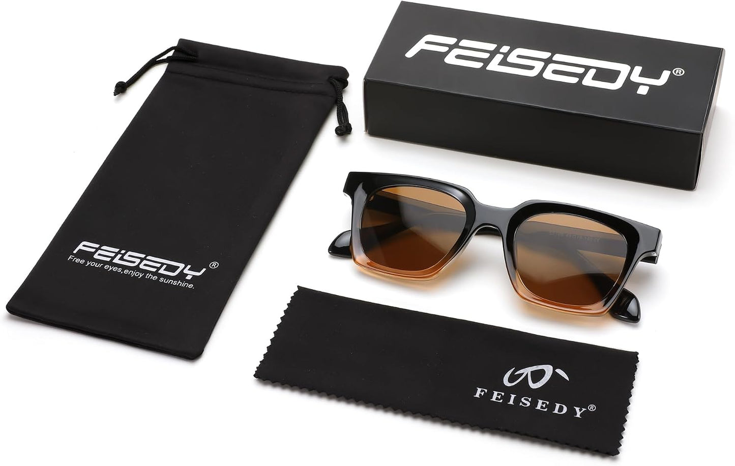 商品图片 21 | B0D7CC769X | FEISEDY Retro Square Sunglasses Women Men Trendy Rectangle Thick Frame Shades Classic Designer Sun Glasses B0198