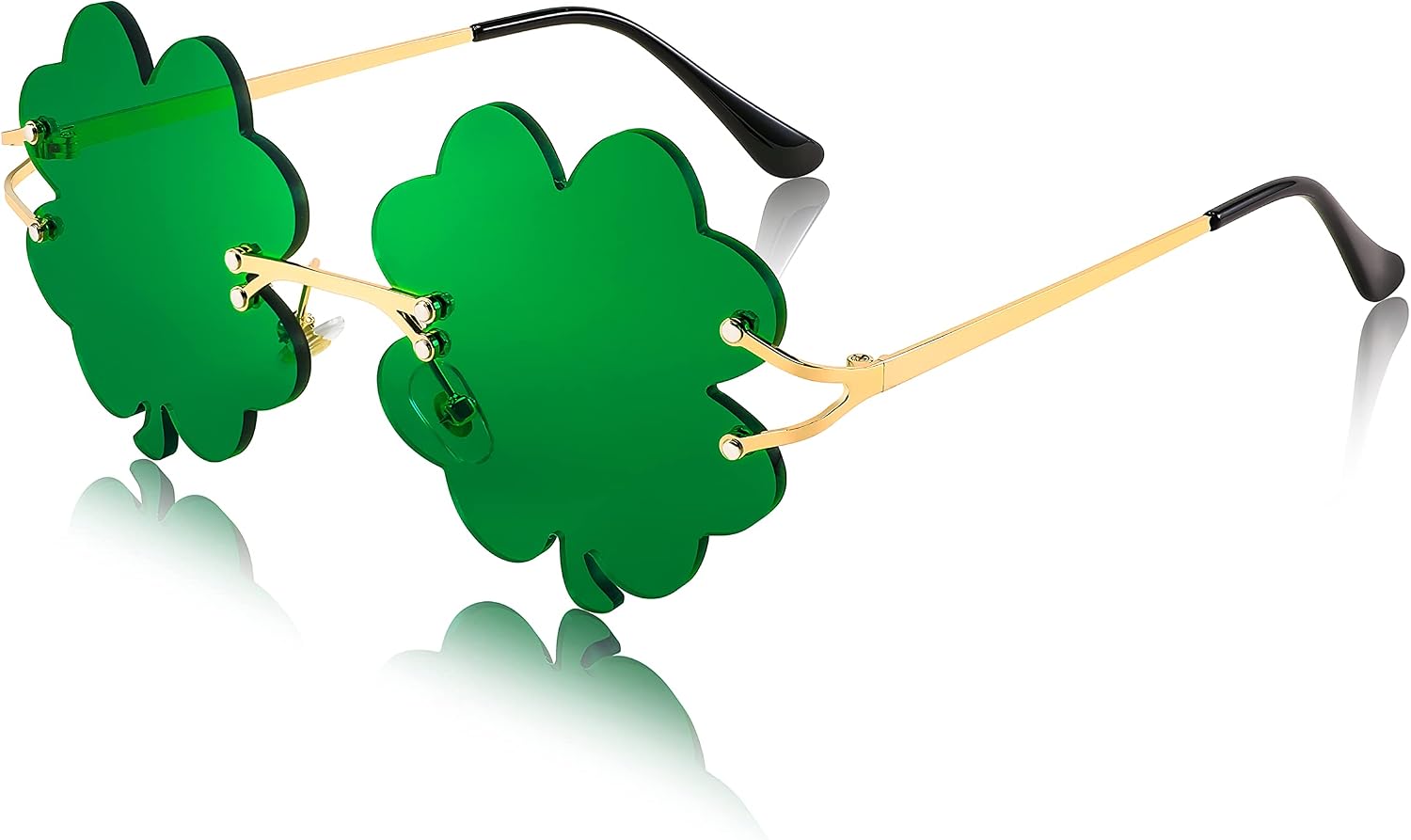 Four Leaf Clover | B0BX63CDKK | FEISEDY St. Patrick's Day Irish Shamrock Sunglasses Lucky Green Leprechaun Costume Eyeglasses for Women Men B2369