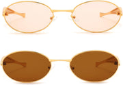 ÉÌƷͼƬ 38 | B0FH4FH8VH | FEISEDY Retro Oval Sunglasses Women Men - Gold Metal Chunky Frame, UV400 for Driving & Daily Wear B0312
