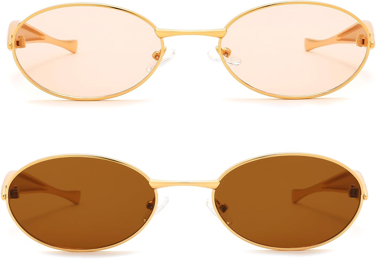 ÉÌƷͼƬ 38 | B0FH4FH8VH | FEISEDY Retro Oval Sunglasses Women Men - Gold Metal Chunky Frame, UV400 for Driving & Daily Wear B0312
