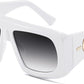 White / 53 Millimeters | B0CYX3VK6D | FEISEDY Retro Oversized Avaitor Sunglasses for Women Men Bold Thick Frame Flat Top Shades B0126