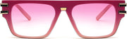 002 Pink Frame/Gradient Pink Lens / 52 Millimeters | B0B23SM2J2 | FEISEDY Fashion Square Sunglasses for Women Men Retro Metal Side Shades UV400 Protection Lens B2678