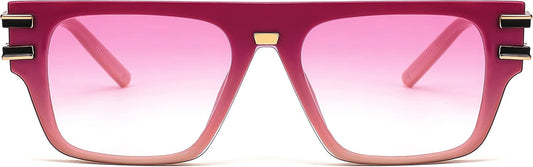 002 Pink Frame/Gradient Pink Lens / 52 Millimeters | B0B23SM2J2 | FEISEDY Fashion Square Sunglasses for Women Men Retro Metal Side Shades UV400 Protection Lens B2678