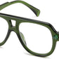 Green / 2.5 x | B0F32RRN3C | FEISEDY Stylish Reading Glasses for Woman Men Trendy Retro Double Bridge Readers B0287
