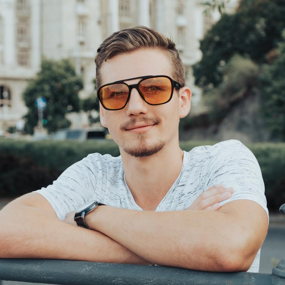 ÉÌƷͼƬ 33 | B0FQ5DRDJG | FEISEDY Orange Blue Light Blocking Glasses for Woman Men Amber Lenses Computer Gaming Glasses for Better Sleep