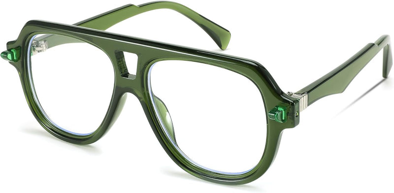 Green / 50 Millimeters | B0CFFB9X5W | FEISEDY Aviator Frame Glasses for Women Men Blue Light Blocking Glasses Anti Glare Computer Eyeglasses B0039