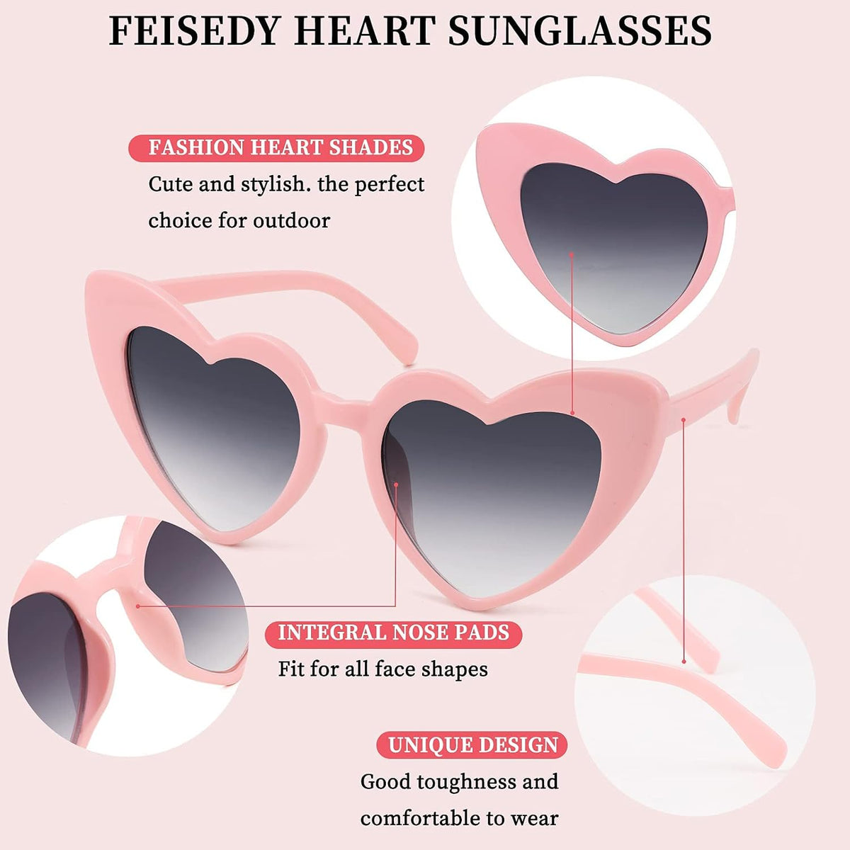 ÉÌƷͼƬ 35 | B08K4J65LX | FEISEDY Vintage Heart Shaped Sunglasses Women Stylish Love Eyeglasses B2421-P1
