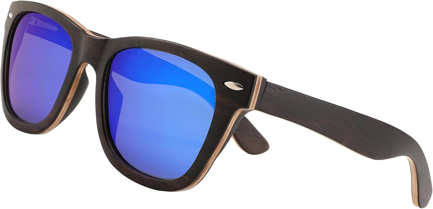 商品图片 8 | B0C9X27861 | FEISEDY Woodes Sunglasses Polarized for Women Men, Bamboo Wood Handmade Frame, Classic Square UV400 Protection B0006