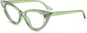 Green / 50 Millimeters | B0CQ54YW6F | FEISEDY Diamond Blue Light Blocking Glasses Cat Eye Rhinestone Women Glasses Frame Anti Eyestrain Computer Eyewear B0070