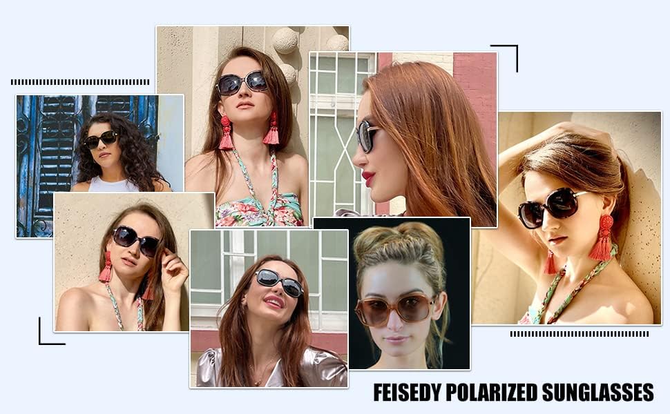 商品图片 3 | B08QDD5B67 | FEISEDY Classic Womens Elegant Polarized Sunglasses Ladies Wide Square Sunglasses Shades B2683