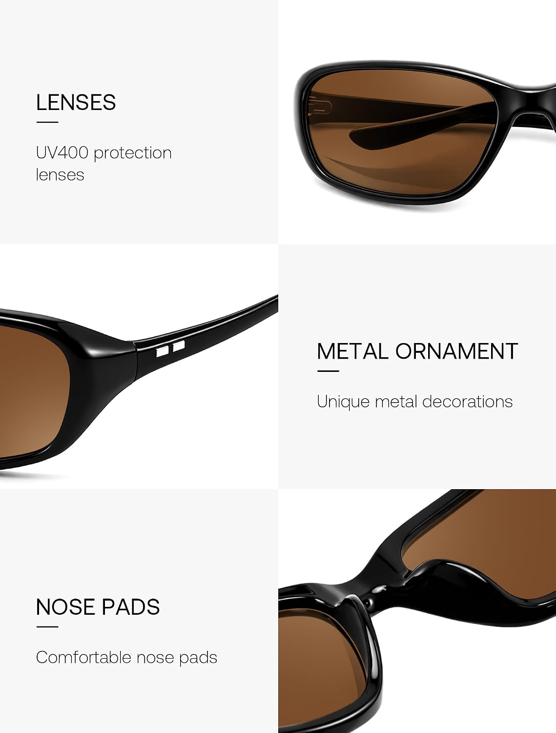 商品图片 10 | B0GLGJQXJW | FEISEDY Y2K Bug Eye Cat Eye Oval Sunglasses for Women Men B0407 | Ultra-lightweight, UV400 protection, Versatile & Chic, Petite faces