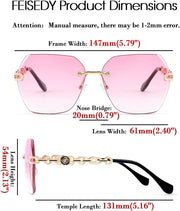 ÉÌƷͼƬ 37 | B083VRLS2Q | FEISEDY Classic Rimless Sunglasses Women Metal Frame Diamond Cutting Lens Sun Glasses B2567