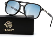 Black Frame Gradient Blue Lens / 53 Millimeters | B0H2V9BFS5 | FEISEDY Retro Polarized Aviator Square Sunglasses for Women Men UV400 B0357