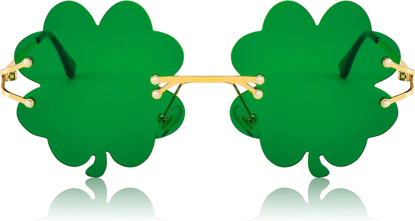 商品图片 7 | B0BX63CDKK | FEISEDY St. Patrick's Day Irish Shamrock Sunglasses Lucky Green Leprechaun Costume Eyeglasses for Women Men B2369