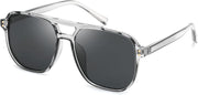016 Grey Frame/Black Grey Lens / 57 Millimeters | B0DCK19V8G | FEISEDY Retro Square Aviator Sunglasses Women Men 70s Vintage Trendy Plastic Frame Sun Glasses B2835