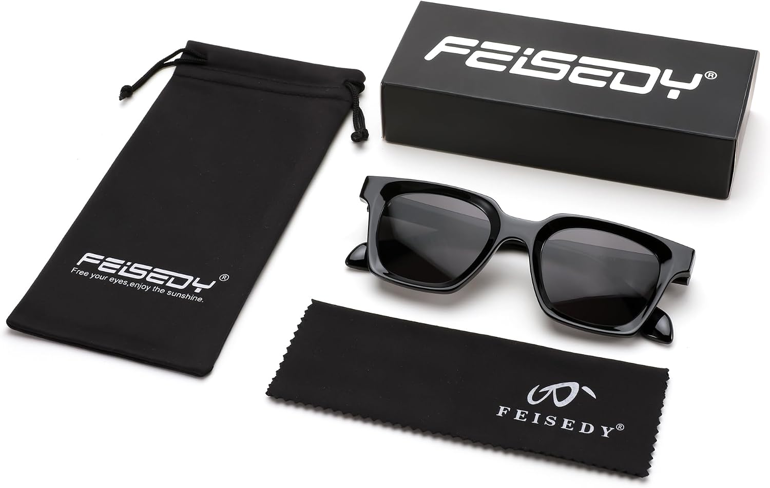 商品图片 7 | B0D7CC769X | FEISEDY Retro Square Sunglasses Women Men Trendy Rectangle Thick Frame Shades Classic Designer Sun Glasses B0198