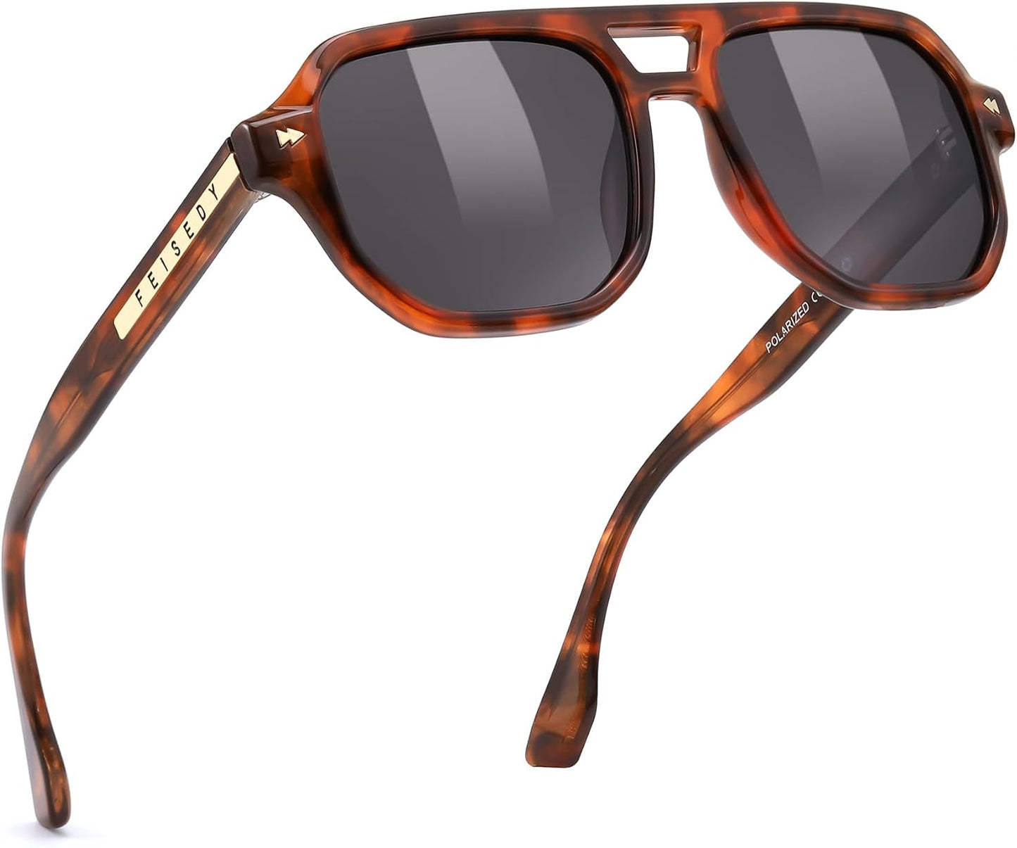 007 Tortoise Frame & Grey / 49 Millimeters | B0DSGY4SG2 | FEISEDY Polarized Aviator Sunglasses Men Women, Retro 70s Style Design - UV400 Protection, Driving & Daily Wear B0203