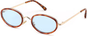 Tortoise Frame Light Blue Lens / 52 Millimeters | B0H2XF3GW5 | FEISEDY 90s Retro Oval Cat Eye Sunglasses UV400 Small Face B0450