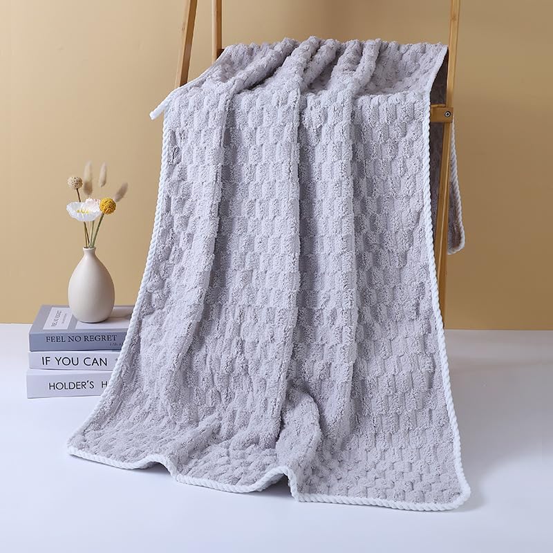 Default Title | B0G24DJKSD | Soft & Absorbent Bath Towels for Bathroom, Large 55x27.5 Inch Cloud Velvet Border Bath Towel, Ideal for Home Use