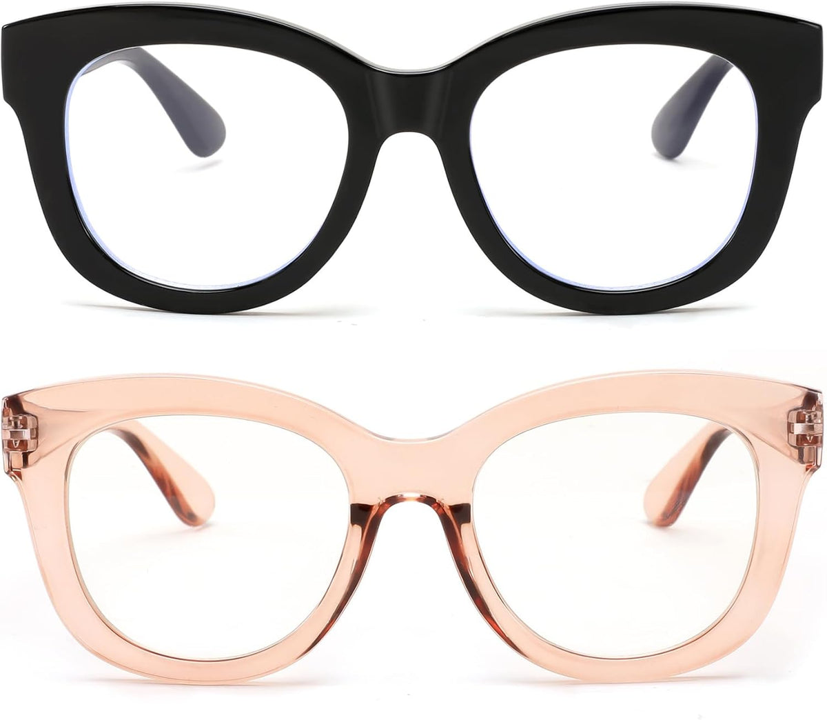 Black and Tea / 50 Millimeters | B0F1YFK14P | FEISEDY Retro Blue Light Glasses for Women Men, Thick Square Glasses Blue Light Blocking, Anti Glare Digital &Eyestrain B0278
