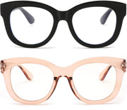 Black and Tea / 50 Millimeters | B0F1YFK14P | FEISEDY Retro Blue Light Glasses for Women Men, Thick Square Glasses Blue Light Blocking, Anti Glare Digital &Eyestrain B0278