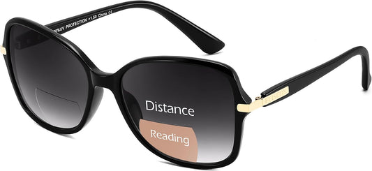 FEISEDY Women Bifocal Sunglasses Reader UV400 Protection B0351 | Butterfly Sun Reader, Fashion Outdoor Reading Glasses | BLACK Series - Black
