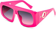 Hot Pink / 53 Millimeters | B0CYX5V77N | FEISEDY Retro Oversized Avaitor Sunglasses for Women Men Bold Thick Frame Flat Top Shades B0126