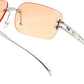 Champagne / 61 Millimeters | B0GX66GG1Y | FEISEDY Retro Rimless Rectangle Y2K Tinted Sunglasses for Women Men B0423