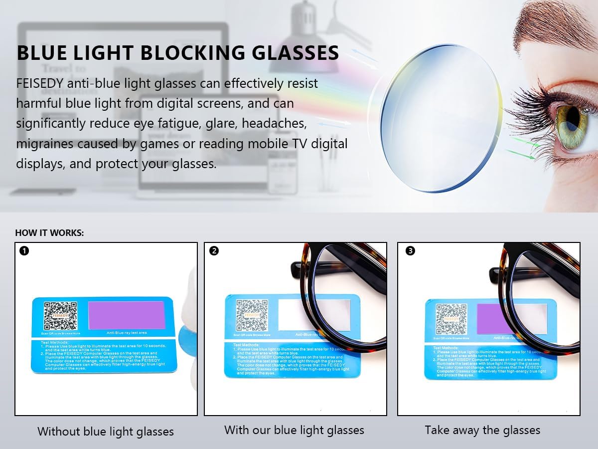 商品图片 6 | B0D56HXLGF | FEISEDY Blue Light Blocking Glasses Women Vintage Cat Eye Frame Anti Fatigue B0169
