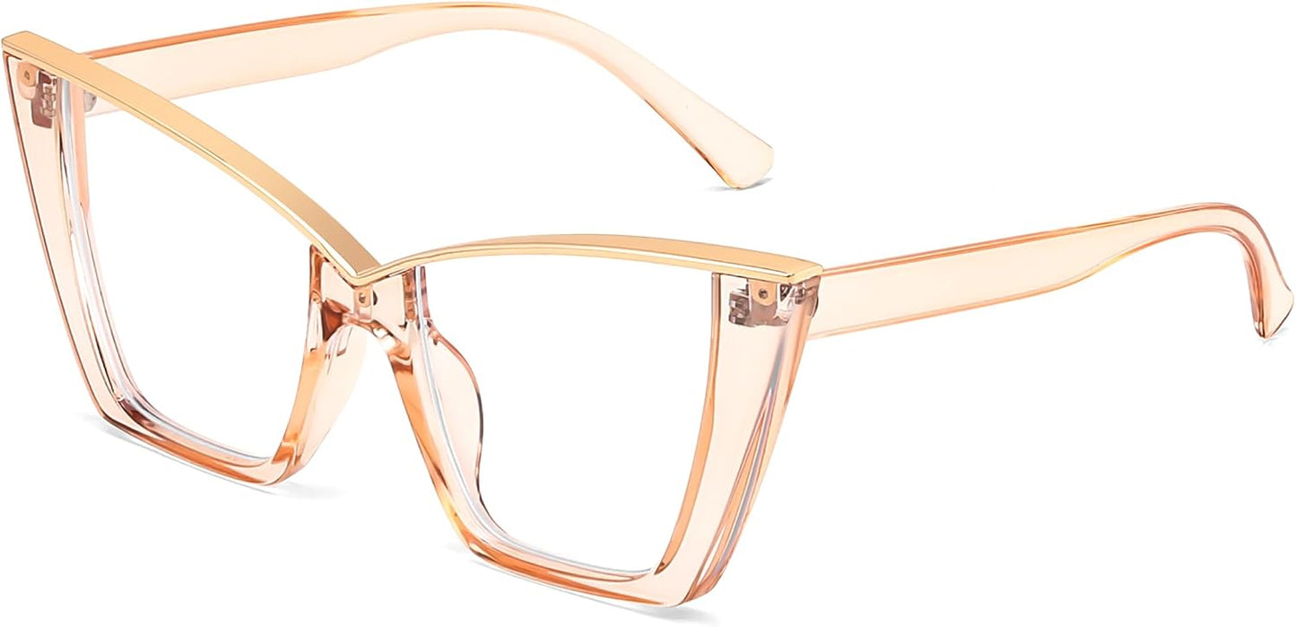 商品图片 16 | B0DGX4KTLX | FEISEDY Fashion Cat Eye Blue Light Blocking Glasses for Women Fake Retro Eyeglasses Oversized Stylish Eyewear Frame B0240