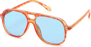 Yellow Leopard & Light Blue / 56 Millimeters | B0H1W4MFVB | FEISEDY Retro Square Aviator Sunglasses Women Men Double Bridge B0443
