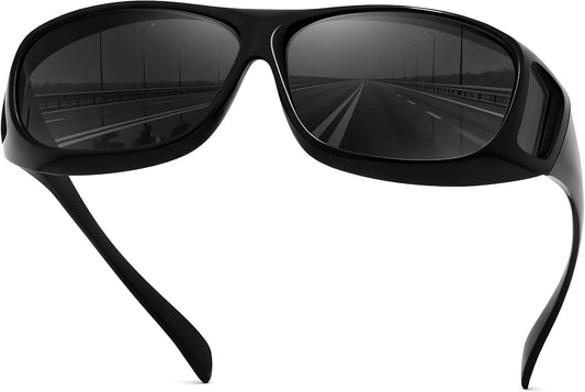 Black / 60 Millimeters | B0FWBXLTBR | FEISEDY Fit Over Glasses Sunglasses, Work Safety Goggles for Men Women, Wrap Around Sunglasses Outdoors B0343