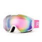 FEISEDY Ski Goggles, OTG Snow Sport Goggles for Adult Youth, Anti-Fog UV400 Protection Bendable Dual-Lenses B2961