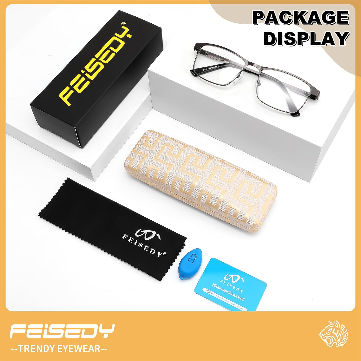 商品图片 17 | B0G1BLY966 | FEISEDY Classic Blue Light Reading Glasses Men,Metal Frame Readers with Spring Hinge, Anti Glare Eyeglasses for Reading B0337
