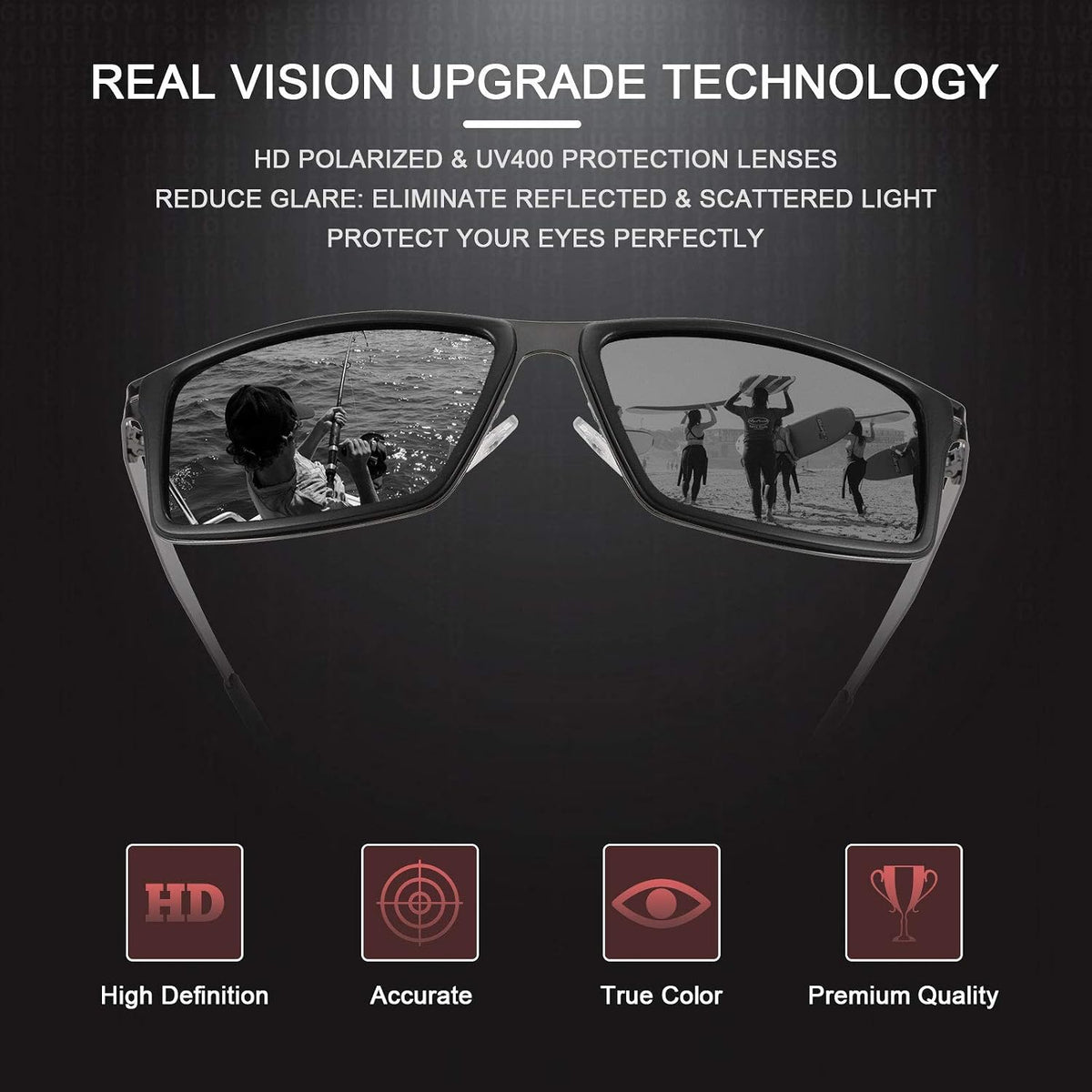 ÉÌƷͼƬ 3 | B08NWWZK7V | FEISEDY Polarized Sunglasses Rectangular Metal Ultra Lightweight Men's Sunglasses B2704