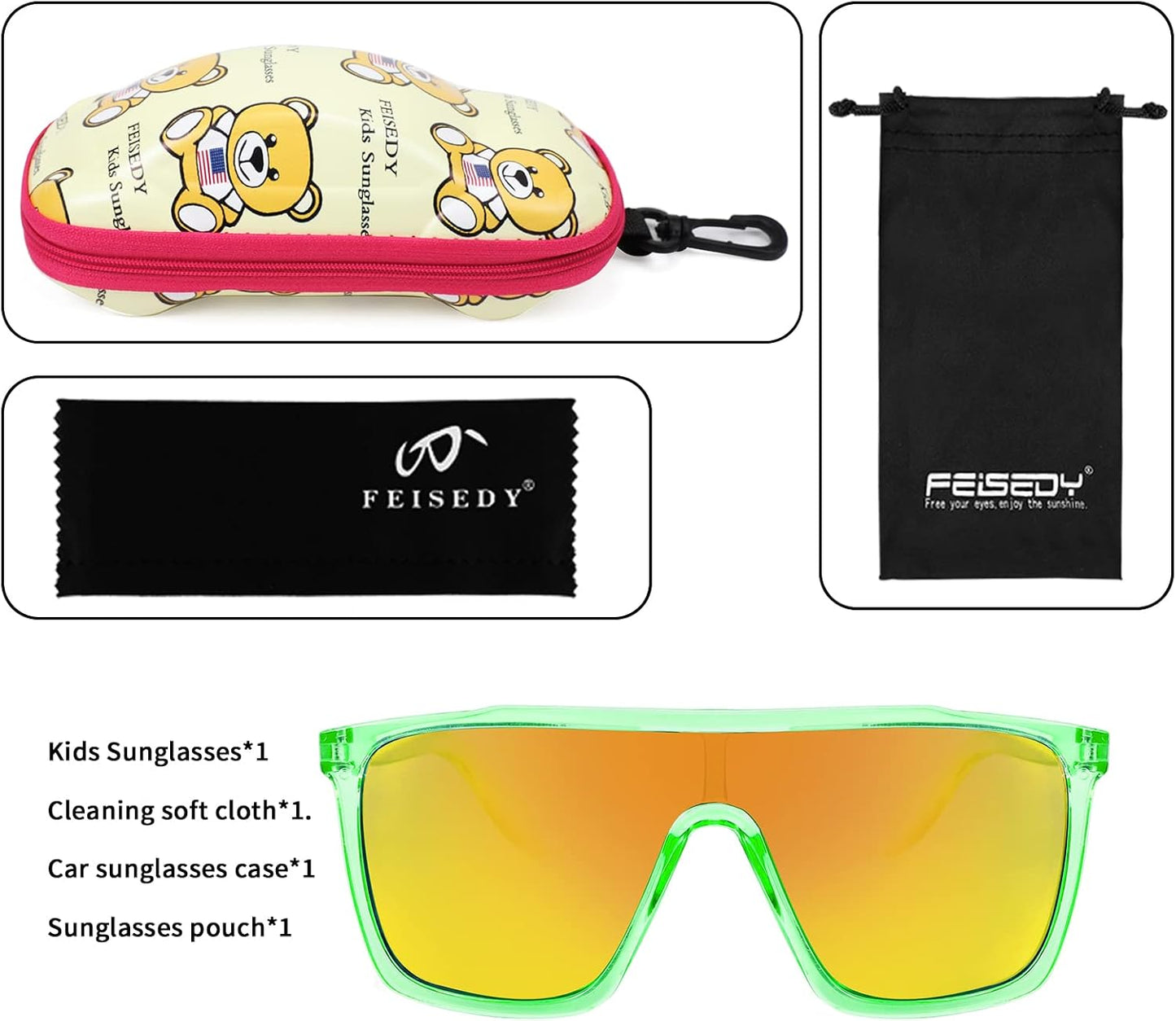 商品图片 23 | B09MW1KQ6Y | FEISEDY Kids Sunglasses for Girls Fashion Cute Boys Teenagers Glasses One Piece UV400 B2812