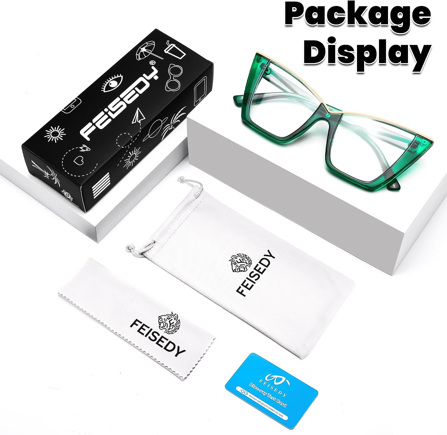 商品图片 66 | B0DGX4KTLX | FEISEDY Fashion Cat Eye Blue Light Blocking Glasses for Women Fake Retro Eyeglasses Oversized Stylish Eyewear Frame B0240