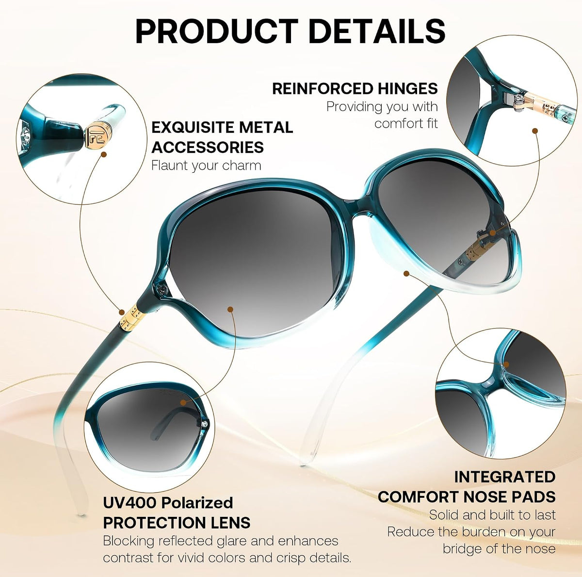 ÉÌƷͼƬ 12 | B0H8N71P98 | FEISEDY Fashion Polarized Sunglasses for Women Butterfly UV400 B0424