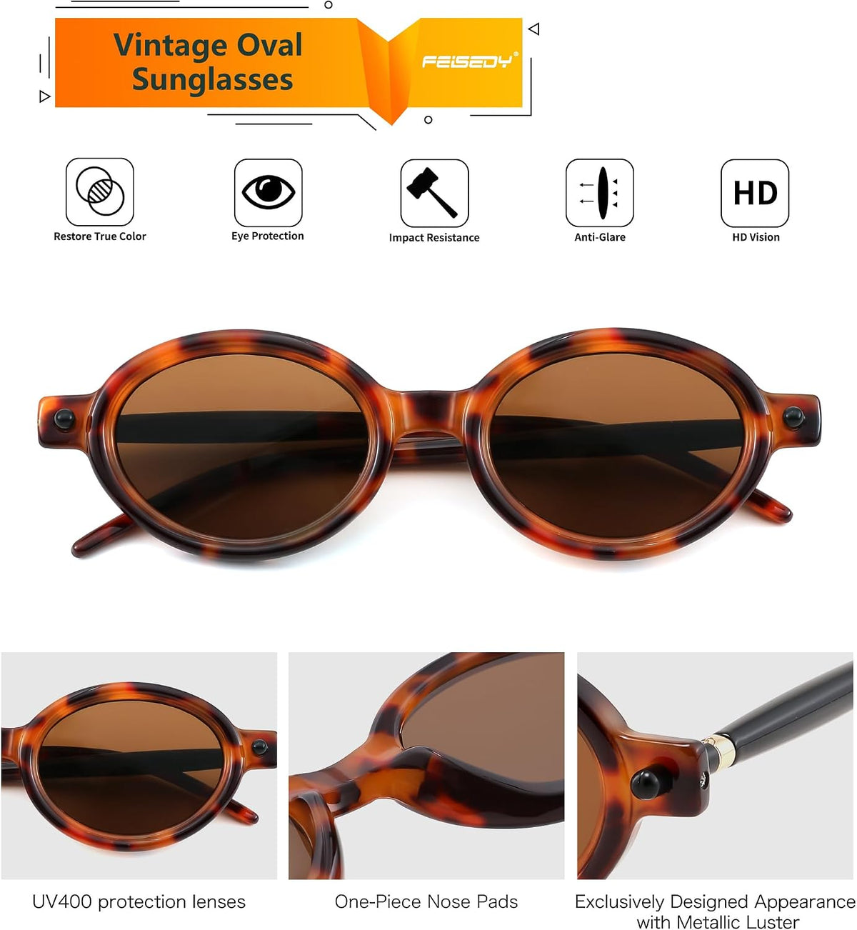 ÉÌƷͼƬ 109 | B0DTHVTKB5 | FEISEDY Retro Oval Sunglasses for Women 90s Narrow Round Lightweight Shades Y2k Trendy Sunnies B1171