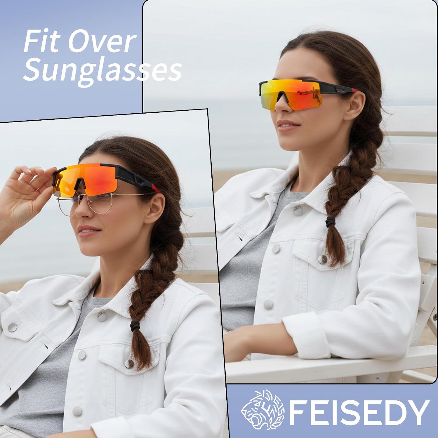 商品图片 14 | B0GGMHCCXG | FEISEDY Polarized Fit Over Glasses Sunglasses for Men Women, Sports Wrap Around for Driving Cycling Fishing B0382