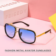 ÉÌƷͼƬ 13 | B0B681YMF5 | FEISEDY Retro Trendy Aviator Sunglasses Women Men Classic Vintage Square Sunglasses 70s Large Metal Shades B2321