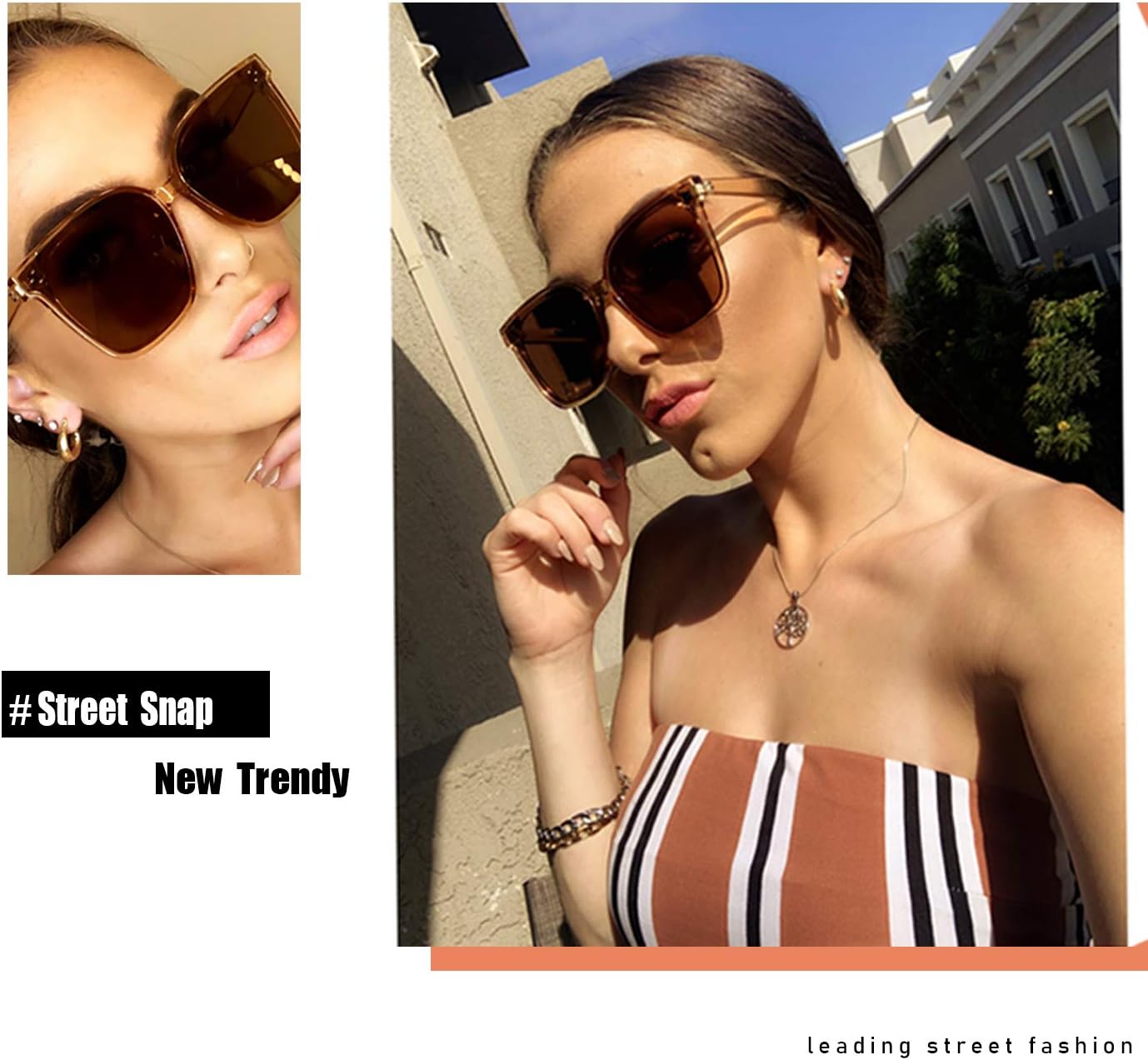 商品图片 36 | B0871BKMTN | FEISEDY Oversized Polarized Sunglasses - UV400 Protection, Square Fashion Sun Glasses for Outdoor & Daily B2600