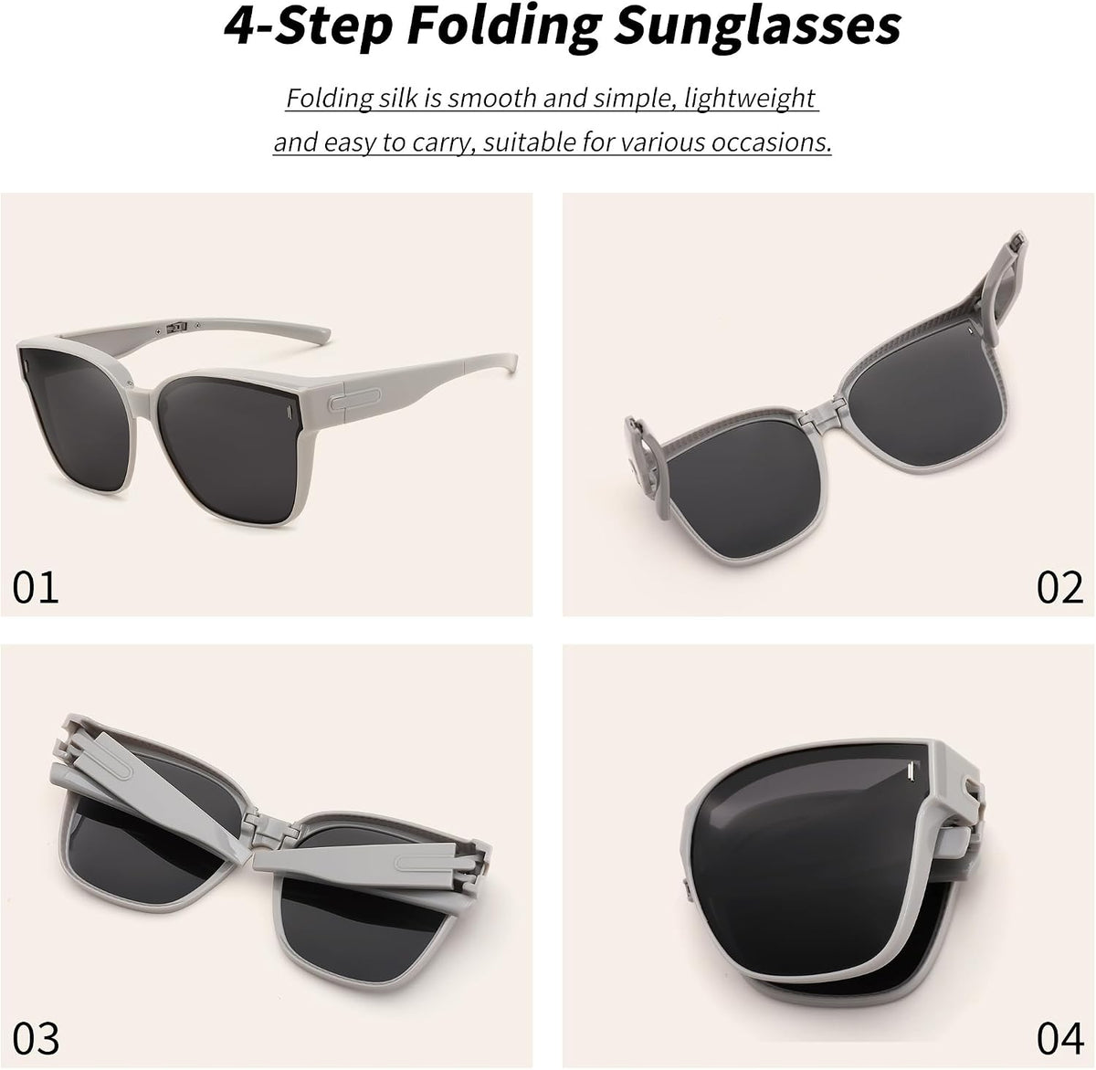 ÉÌƷͼƬ 16 | B0D9N67YQ7 | FEISEDY Folding Polarized Fit Over Glasses Sunglasses for Women Men Lightweight Foldable Sunglasses Over Glasses B0218