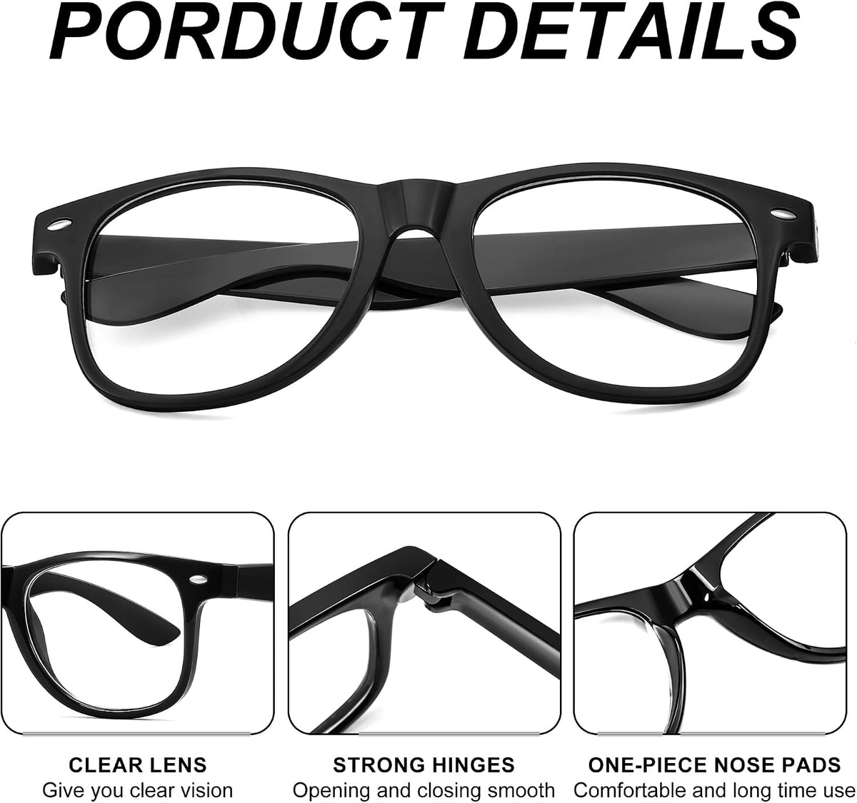 商品图片 11 | B0DSPKNSFY | FEISEDY Classic Square Eyewear Frame Clear Lens Retro Nerd Fake Glasses for Men Women Cosplay Costume Eyeglasses B0276