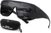 Matte Black Frame & Black Gray Lenses / 133 Millimeters | B0H2Z7Z1YG | FEISEDY Fit Over Glasses Polarized Sunglasses for Men Women B0456