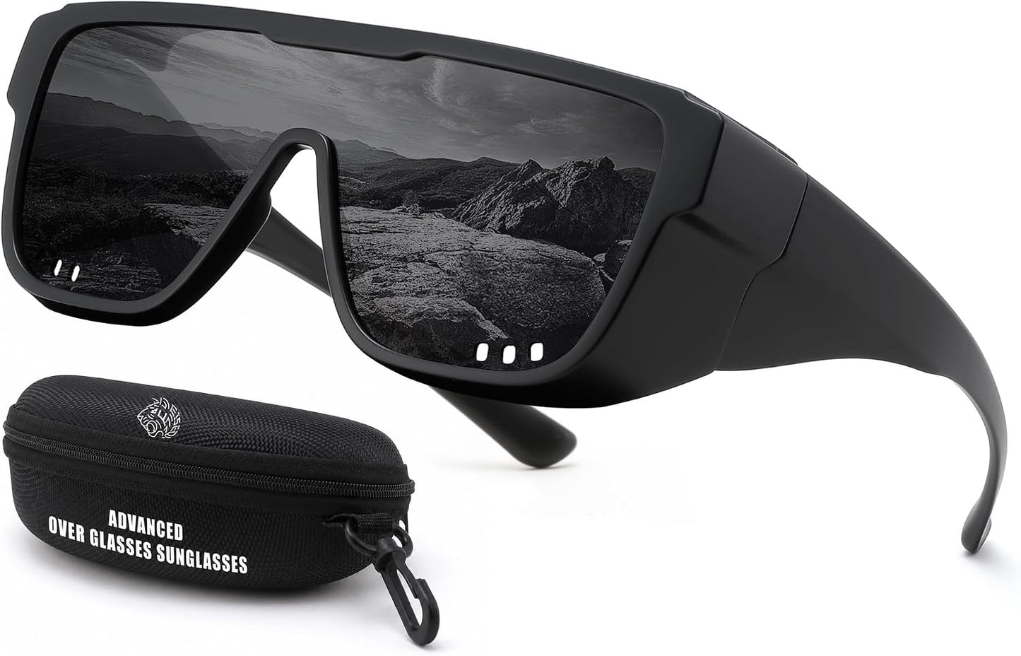 Matte Black Frame & Black Gray Lenses / 133 Millimeters | B0H2Z7Z1YG | FEISEDY Fit Over Glasses Polarized Sunglasses for Men Women B0456
