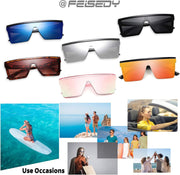 ÉÌƷͼƬ 51 | B09H6XXSDN | FEISEDY Oversized Sunglasses Mens Womens Flat Top Square Trendy Visor Shades UV400 B2470