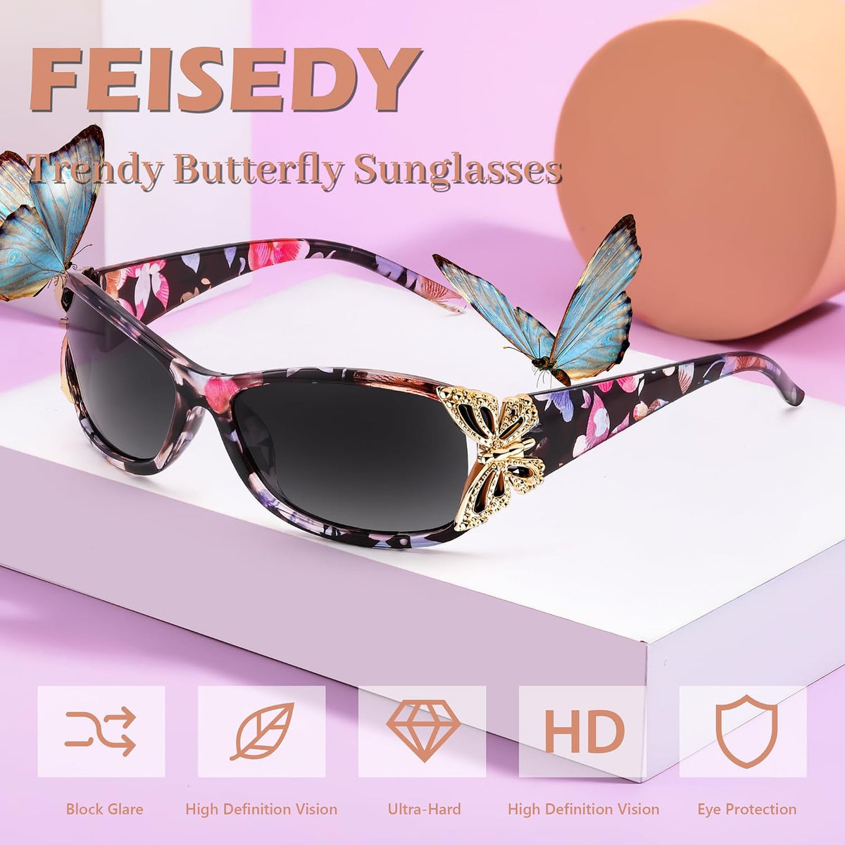 ÉÌƷͼƬ 56 | B0CNRQ7WVZ | FEISEDY Y2K Women Polarized Sunglasses Butterfly Wrap Around UV400 Shades