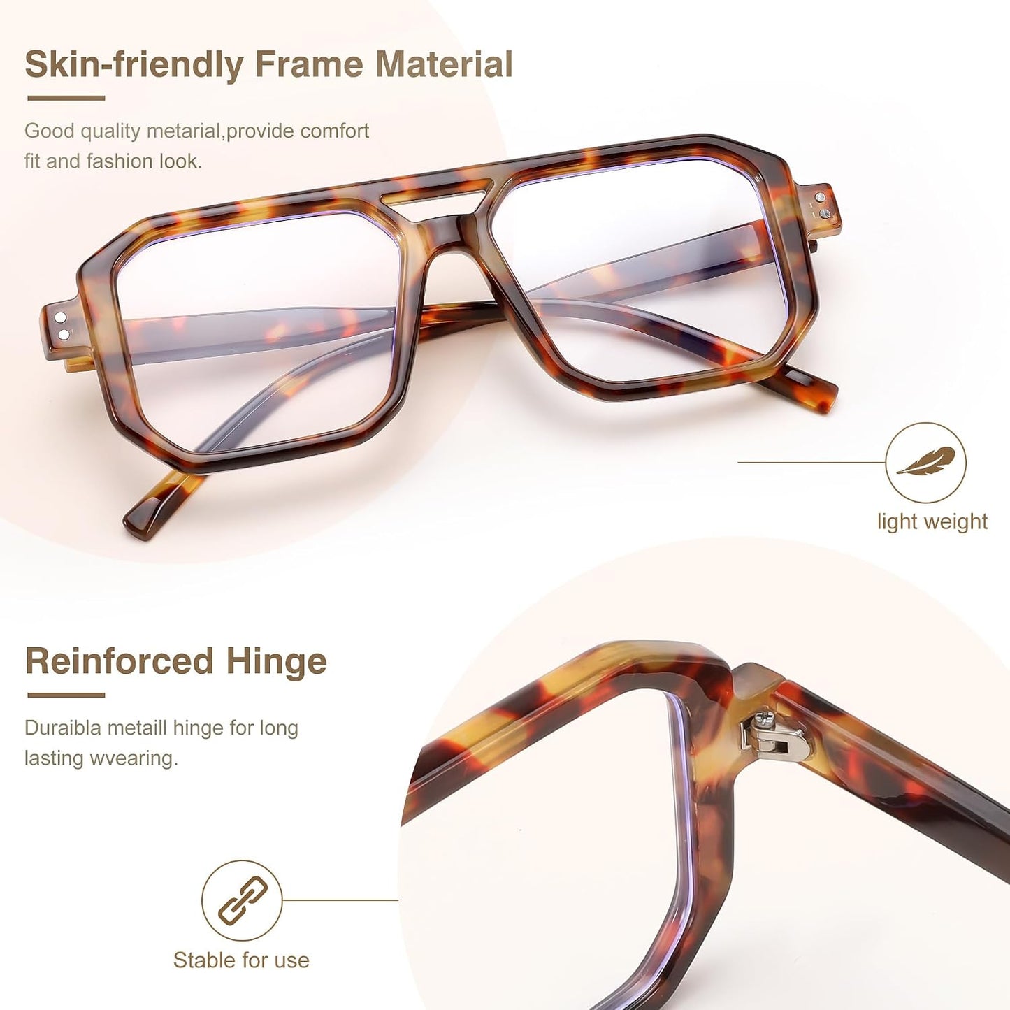 商品图片 10 | B0D3P82MGV | FEISEDY Blue Light Blocking Glasses, Aviator Frame Computer Reading/Gaming/TV/Phones Glasses for Women Men B0165