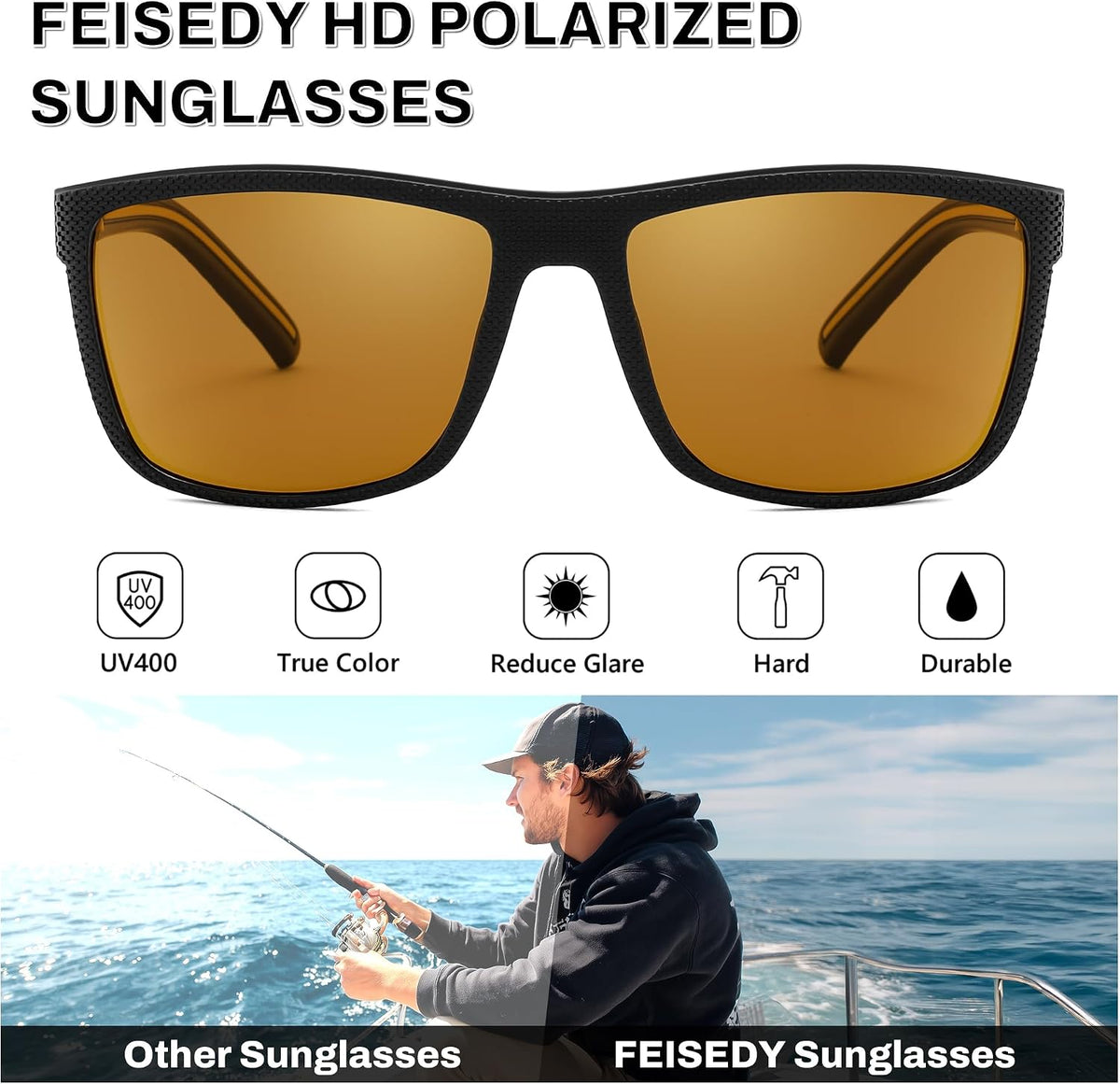ÉÌƷͼƬ 21 | B0F8J2TQSK | FEISEDY Polarized Sunglasses for Men and Women Lightweight Frame Sun Glasses with UV400 Protection for Driving Fishing B0301